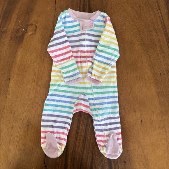 Honest Baby Striped Rainbow Footie Pajama, organic cotton, size 0-3M - Picture 2 of 4